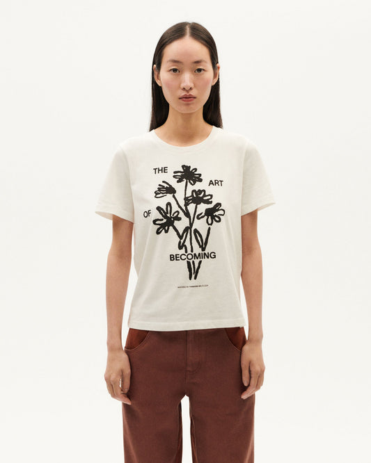 T-shirt imprimé en coton bio | blanc "becoming ida t-shirt white"