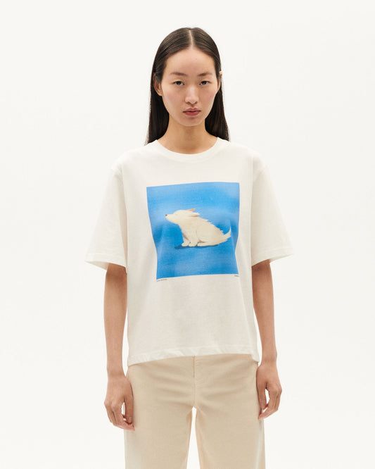 T-shirt imprimé en coton bio | blanc "animals lucia t-shirt white"