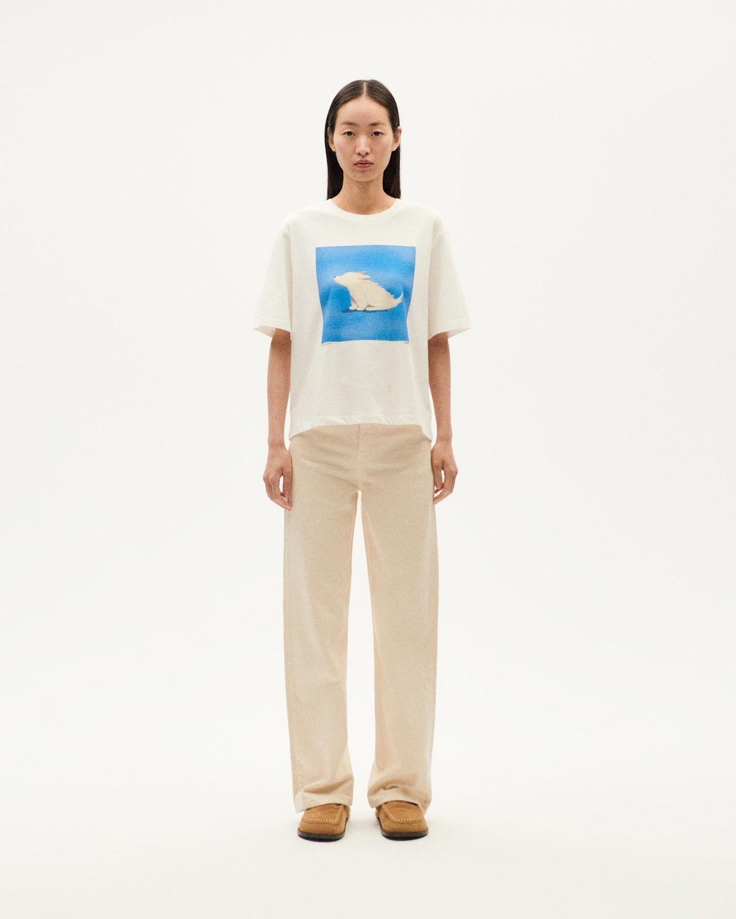 T-shirt imprimé en coton bio | blanc "animals lucia t-shirt white"