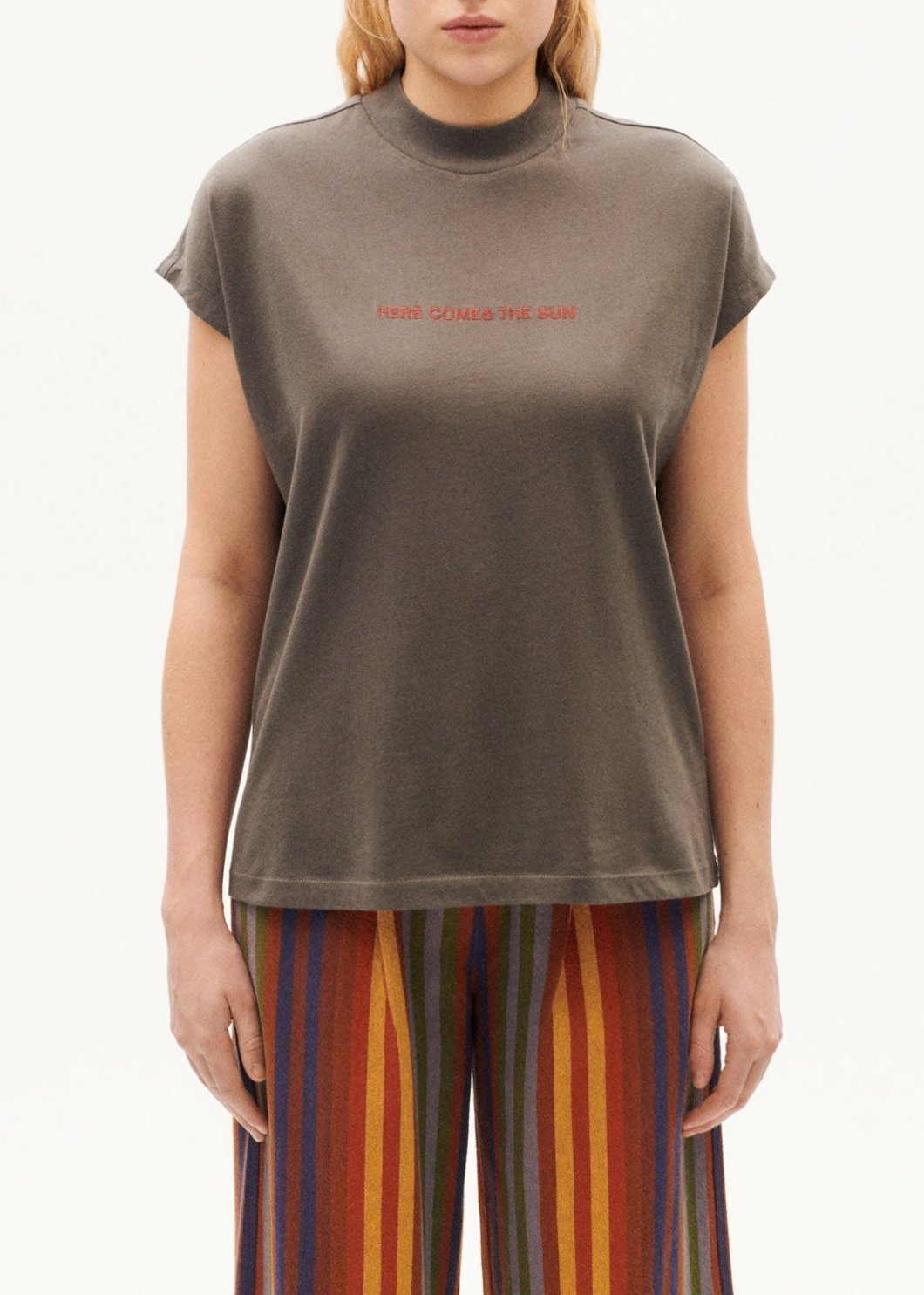 T-shirt en coton biologique | gris "here comes the sun pavement volta t-shirt - grey"