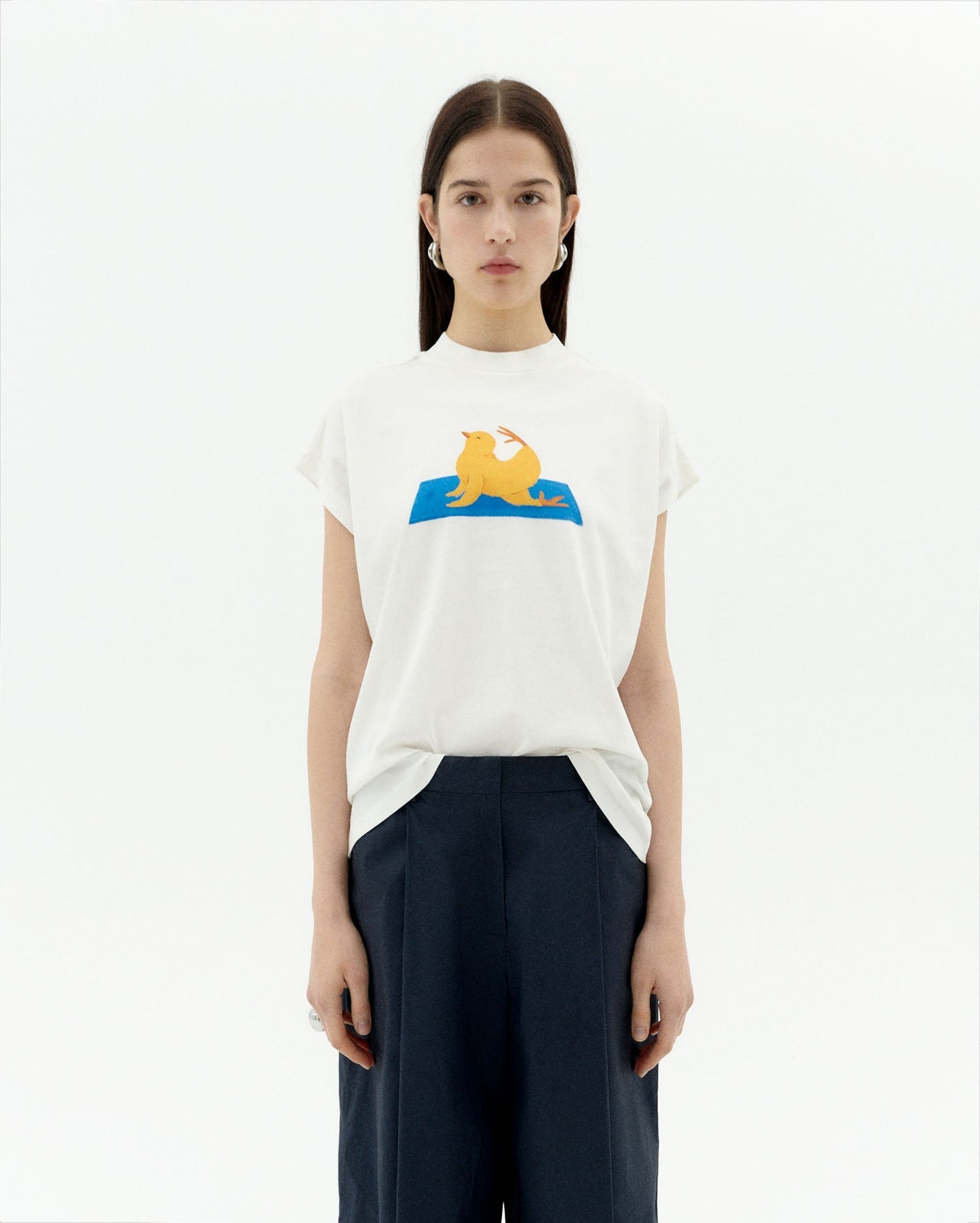 T-shirt imprimé en coton bio | blanc "yogui animal volta tee - white"