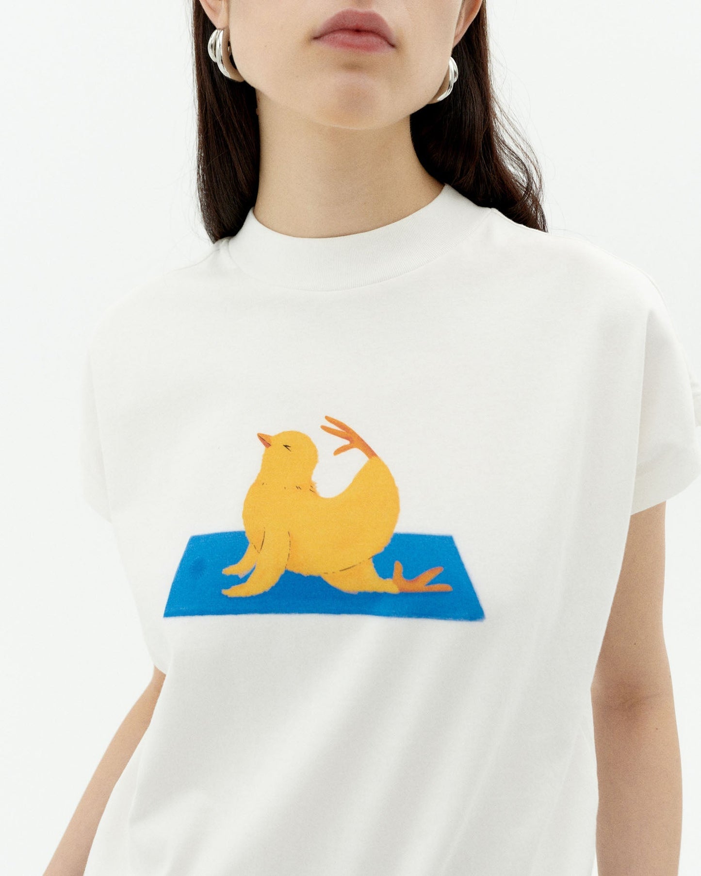 T-shirt imprimé en coton bio | blanc "yogui animal volta tee - white"