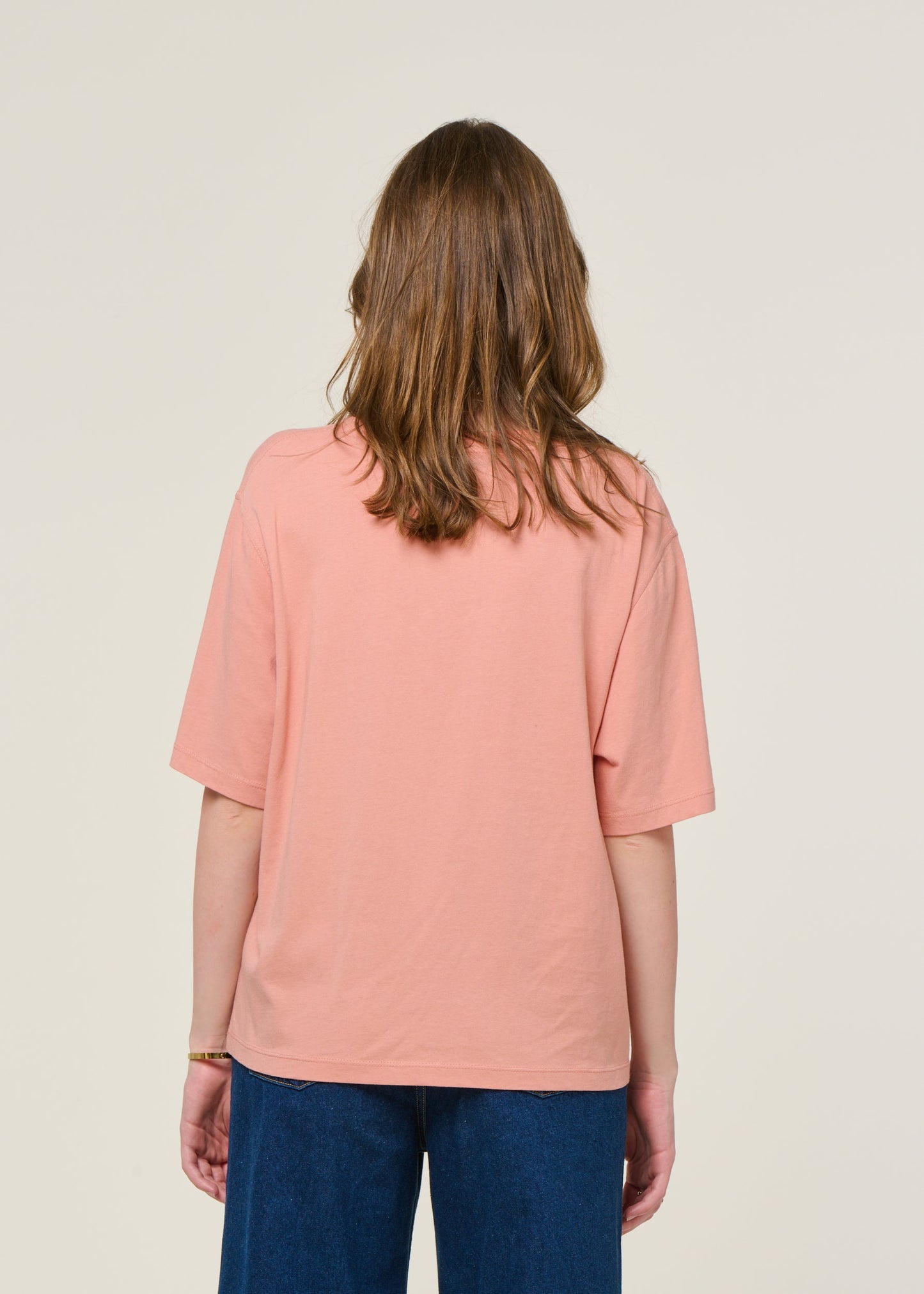 T-shirt brodé en coton biologique | rose "flower rope pink lucia tee - pink"