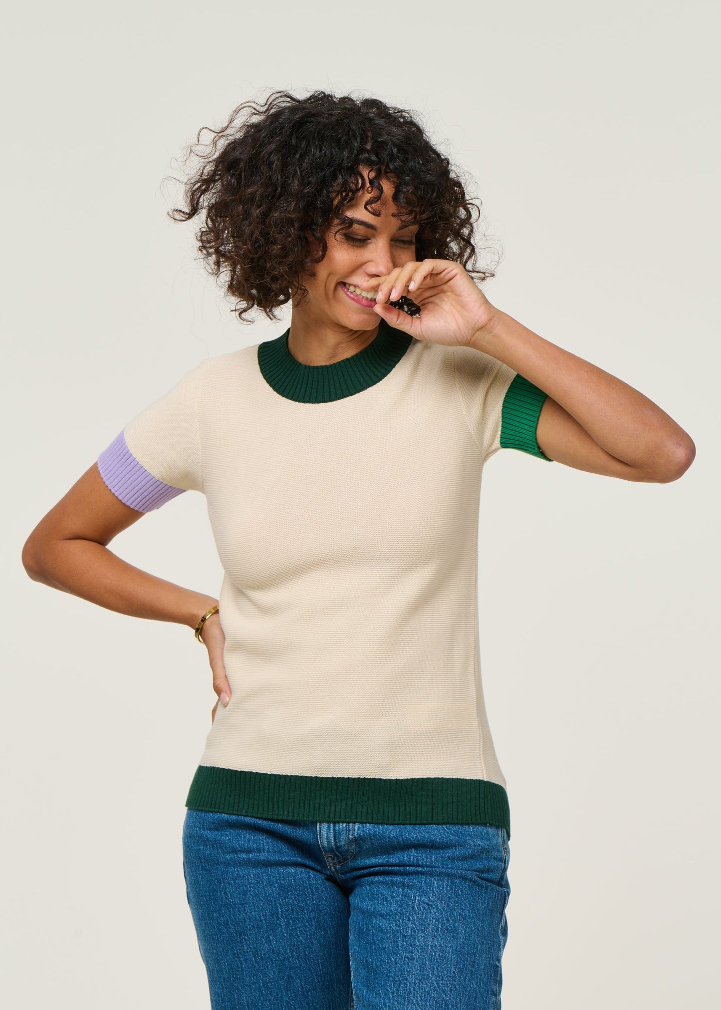 Top maille en coton bio | écru "arhan"