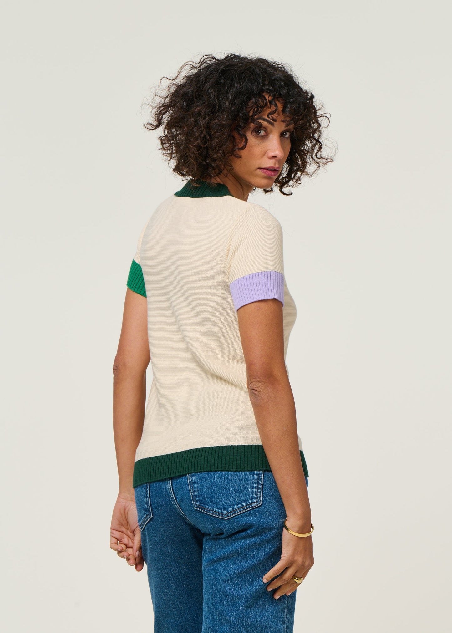 Top maille en coton bio | écru "arhan"