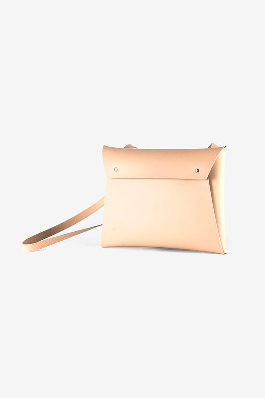 Sac pochette beige en cuir recyclé - Crossbody organizer