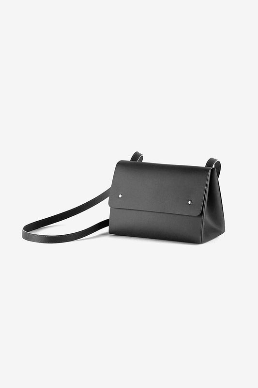 Sac noir en cuir recyclé - triangle bucket