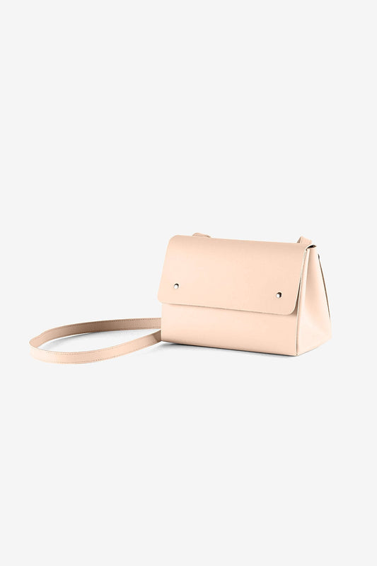 Sac beige en cuir recyclé - triangle bucket