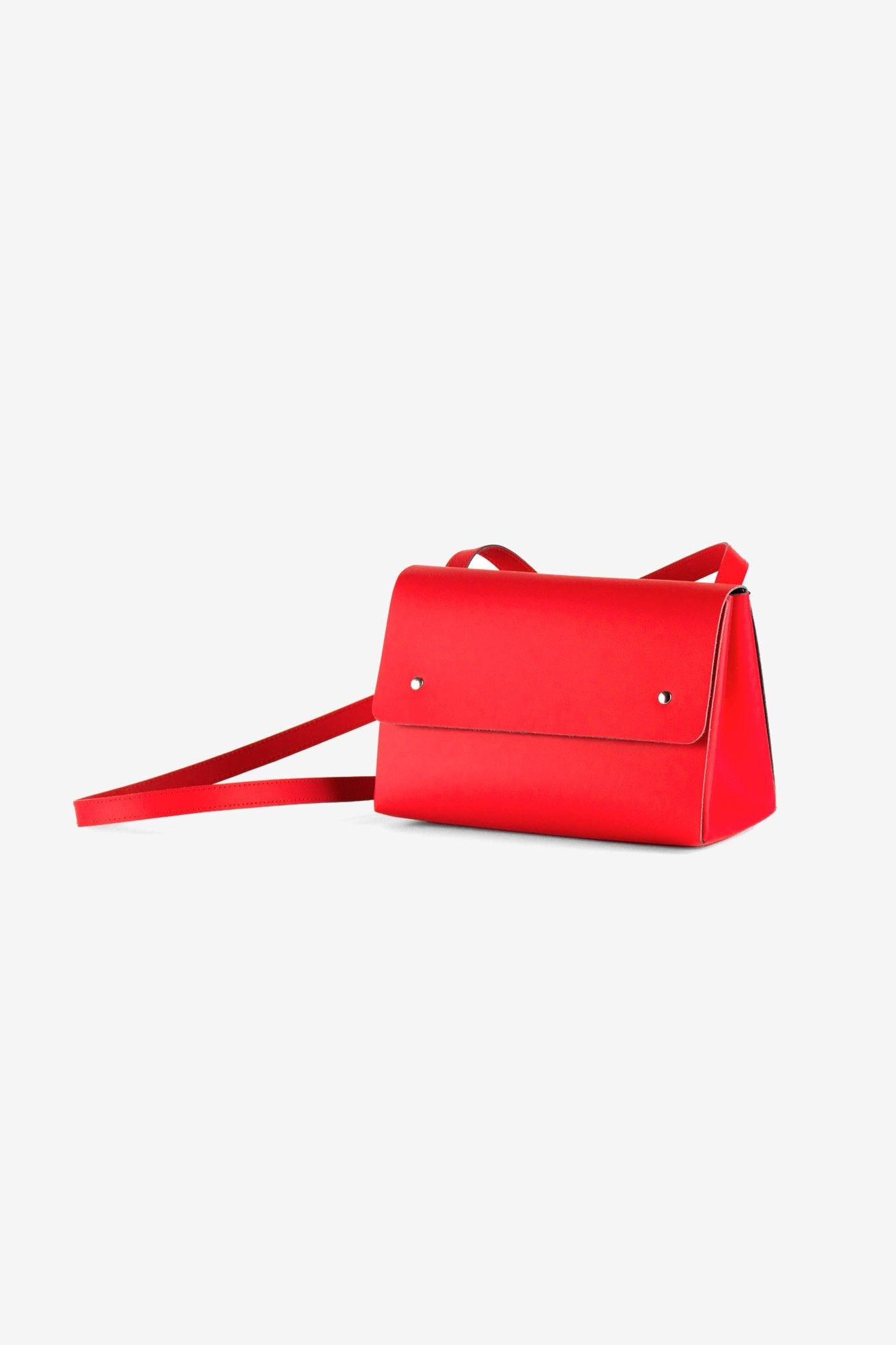 Sac rouge en cuir recyclé - triangle bucket