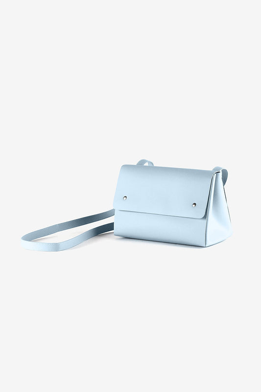 Sac bleu ciel en cuir recyclé - triangle bucket