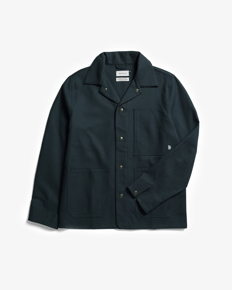 Veste de travail en coton bio gaufré | bleu "waffle field shirt - faded navy"