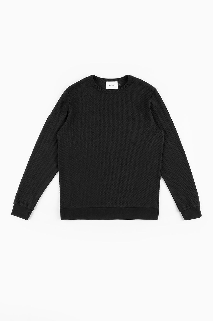 Pull texturé en coton bio | noir "waffle sweatshirt black"