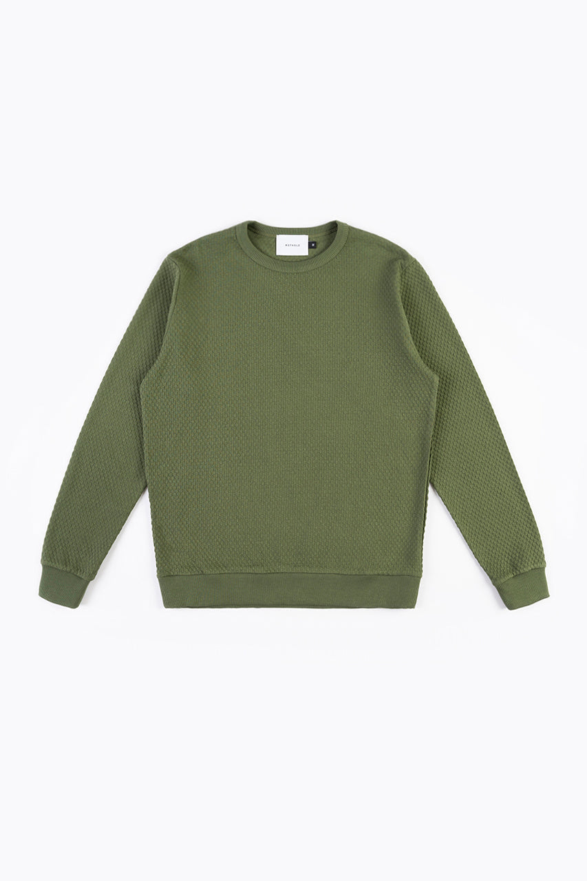 Pull texturé en coton bio | vert "waffle sweatshirt forest green"