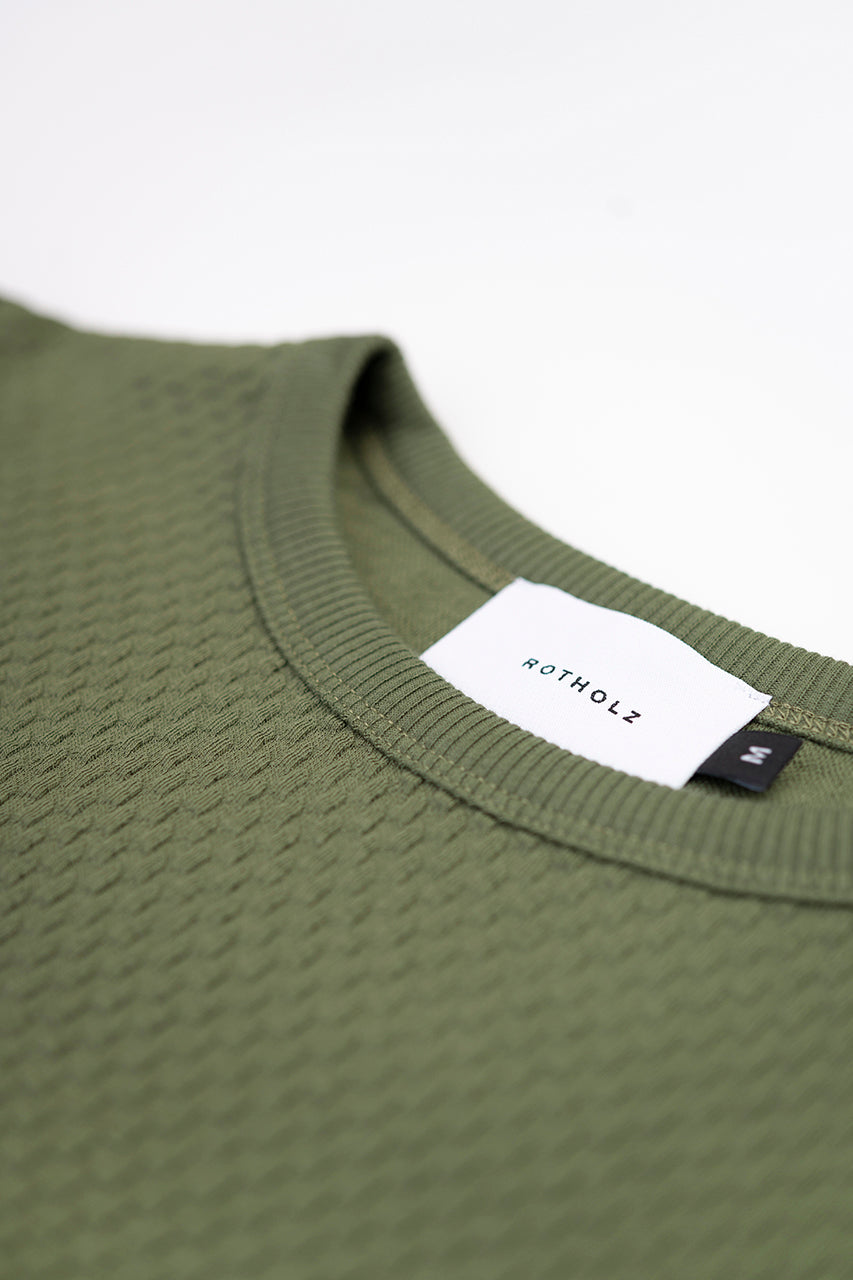 Pull texturé en coton bio | vert "waffle sweatshirt forest green"