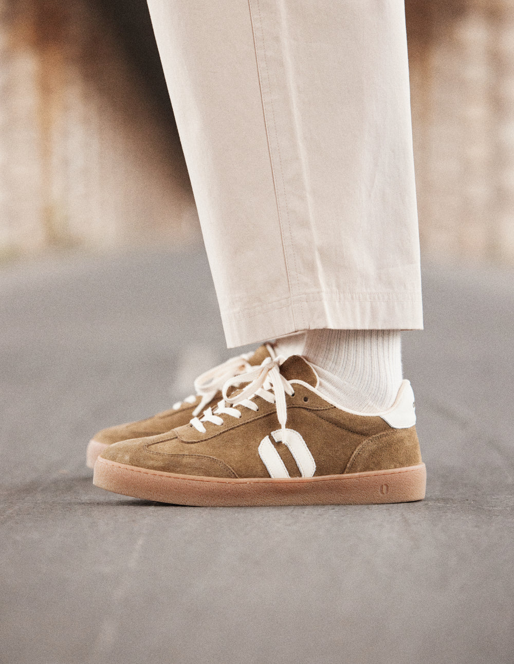 Baskets en cuir certifié | kaki écru "baskets basses pablo - kaki écru"