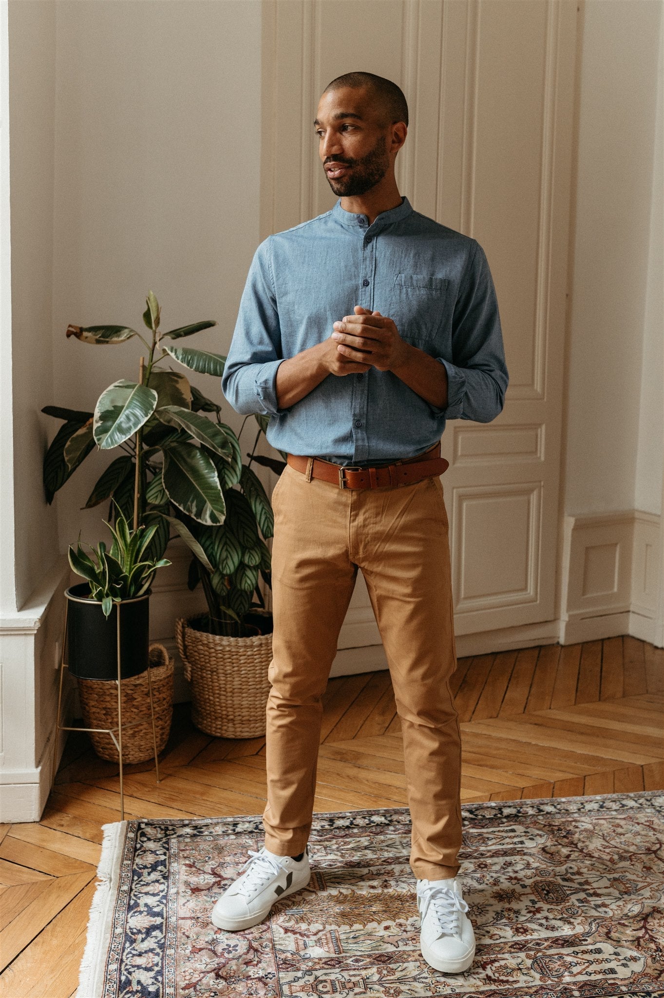 Chino slim marron en coton biologique - luca slim twill chino brown sugar