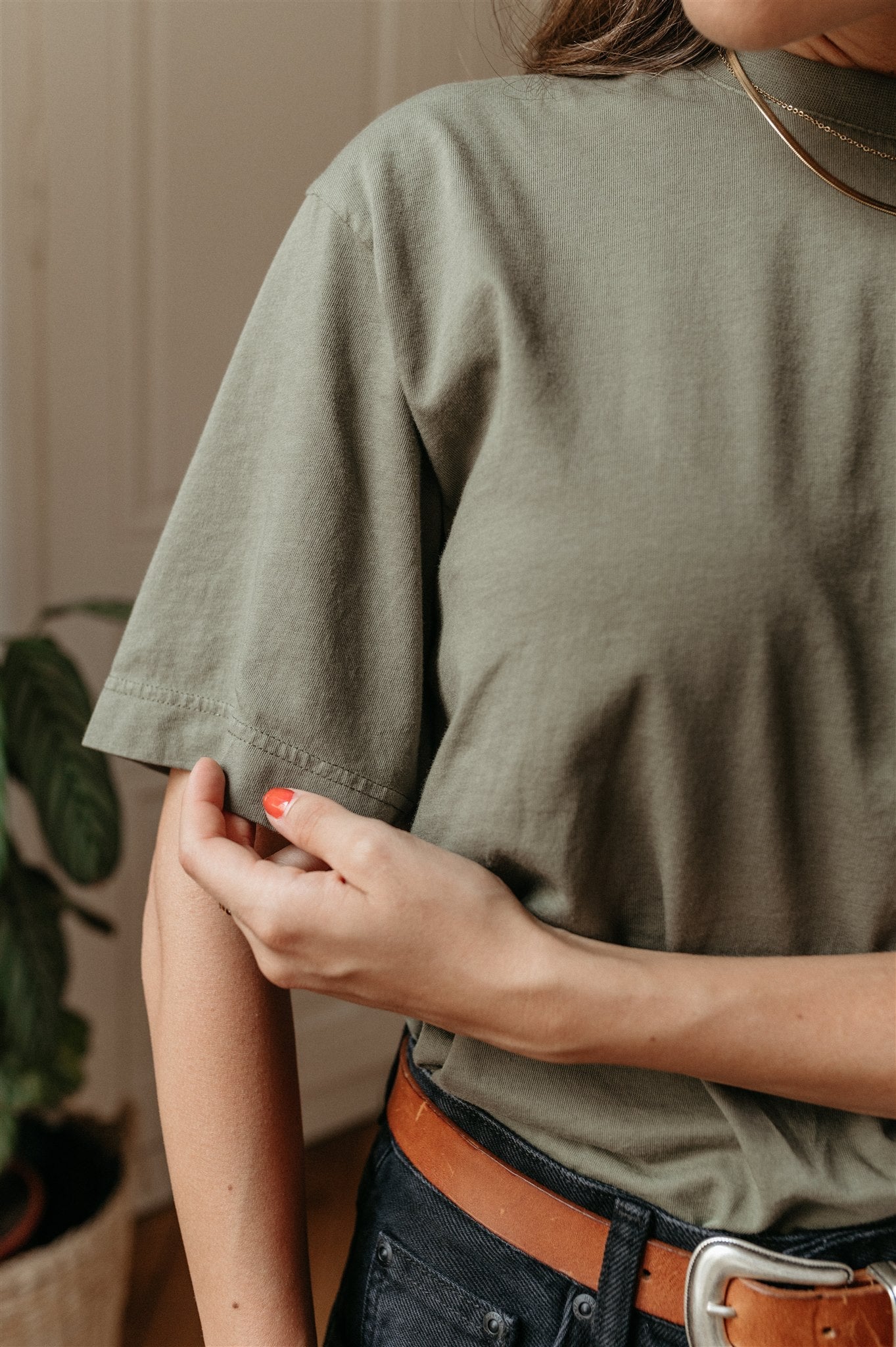 T-shirt oversize olive en coton bio - women oversized t-shirt dusty olive