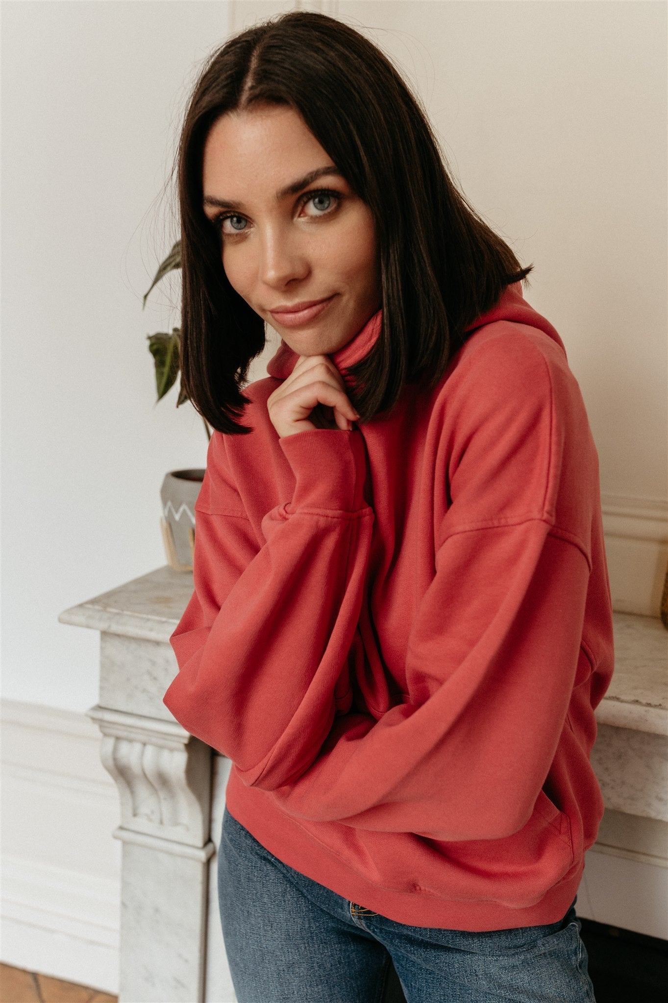 Sweat à capuche oversize en coton bio | rose "raspberry pink"