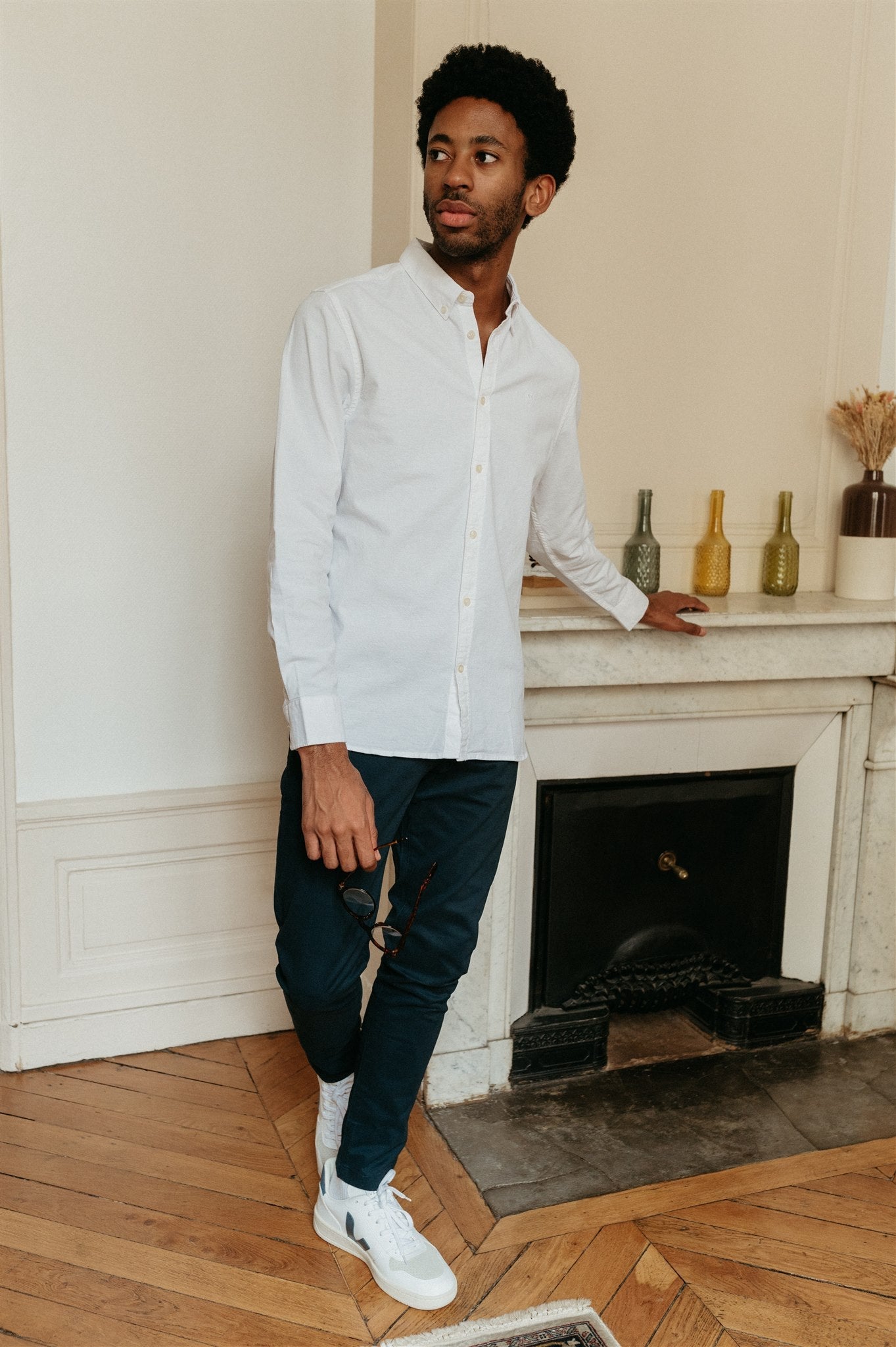 Chemise en coton bio | Blanc "Oxford shirt bright white"