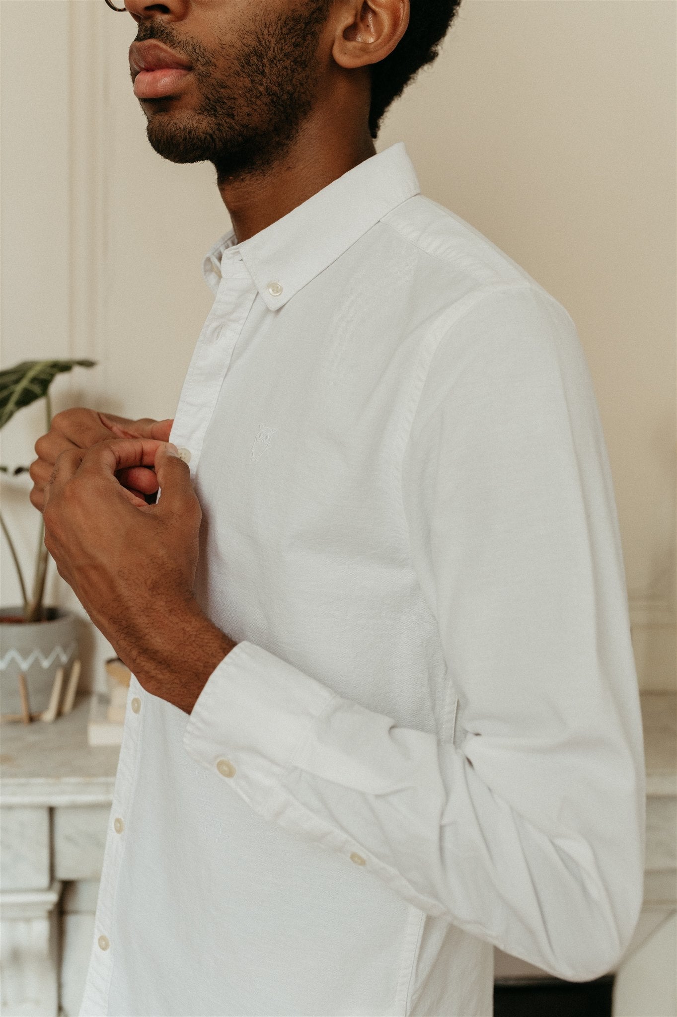 Chemise en coton bio | Blanc "Oxford shirt bright white"