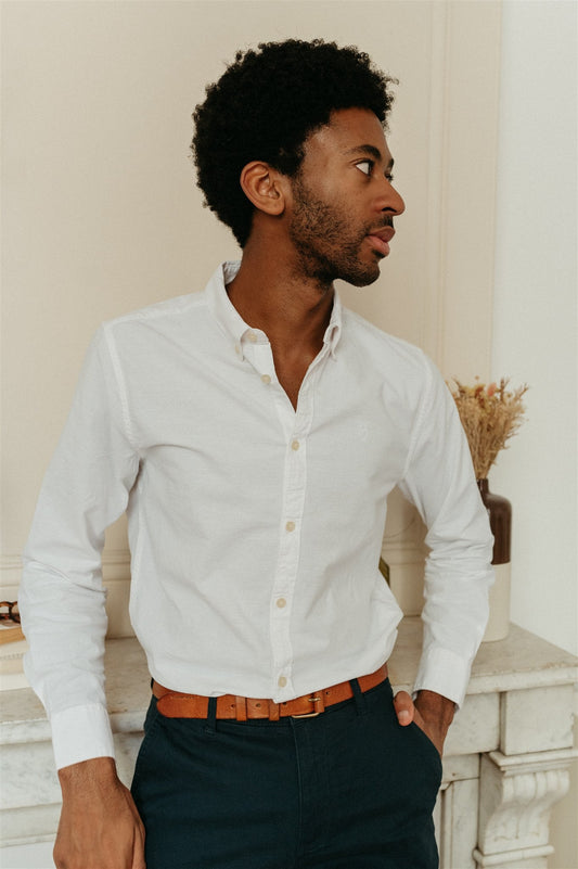 Chemise en coton bio | Blanc "Oxford shirt bright white"