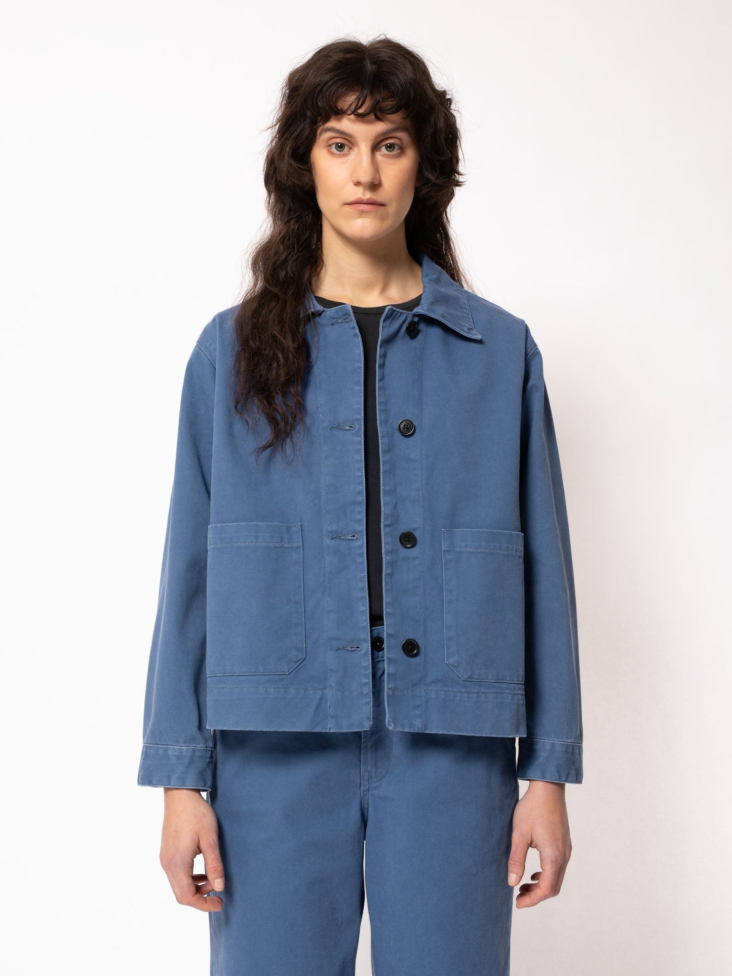 Veste bleu de travail en coton bio - Weronica Jacket Twill Blue
