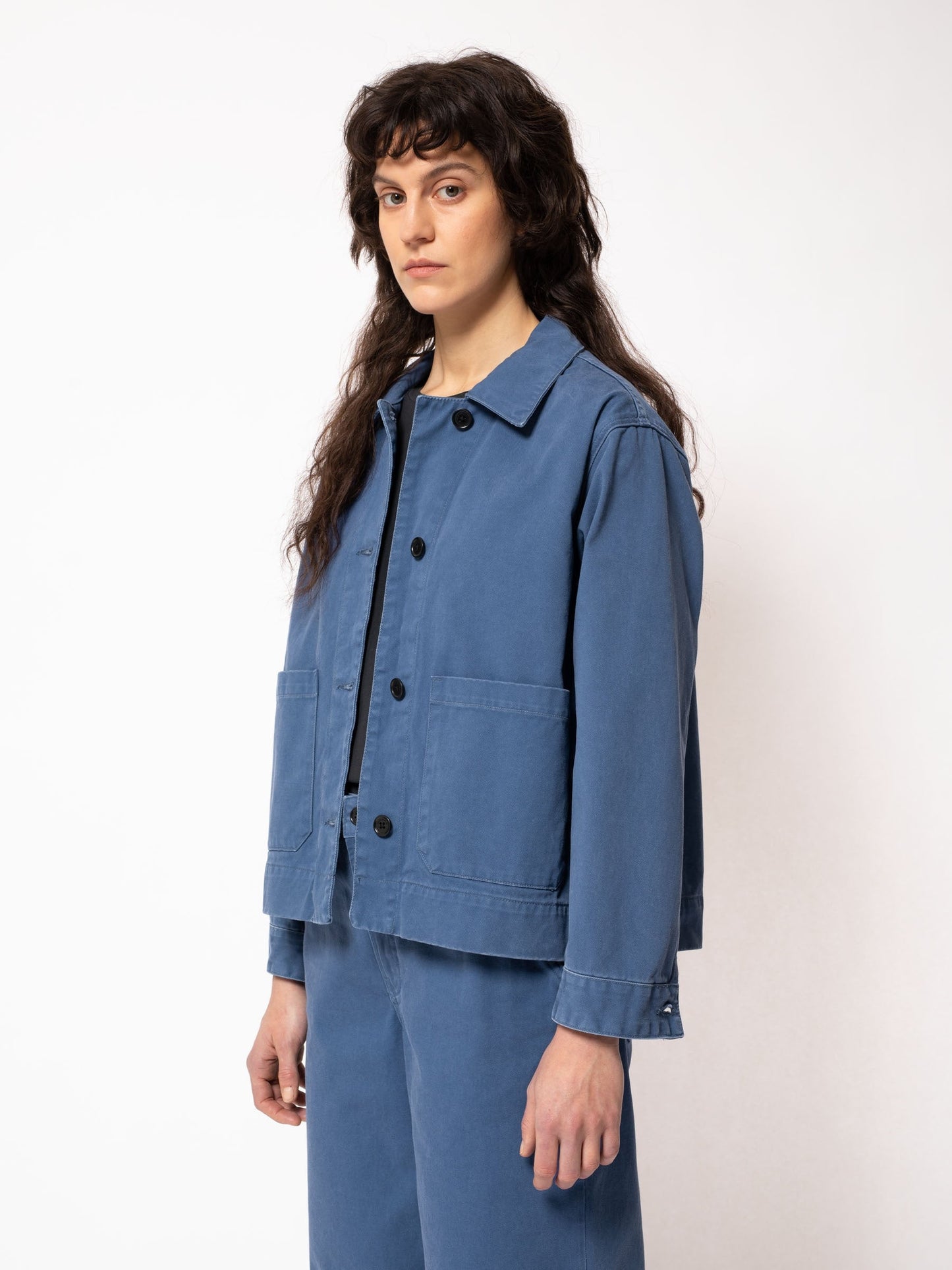 Veste bleu de travail en coton bio - Weronica Jacket Twill Blue