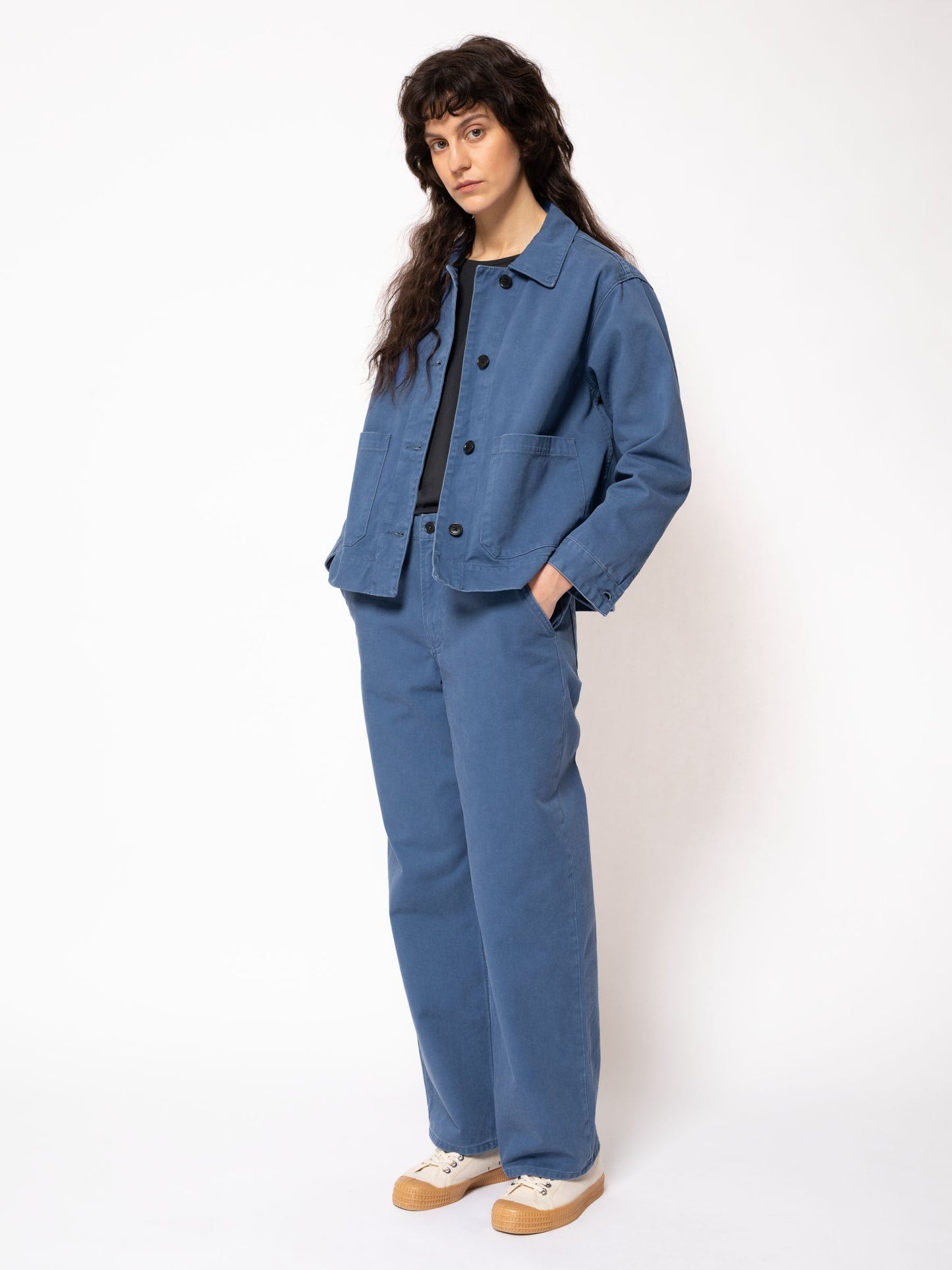 Veste bleu de travail en coton bio - Weronica Jacket Twill Blue