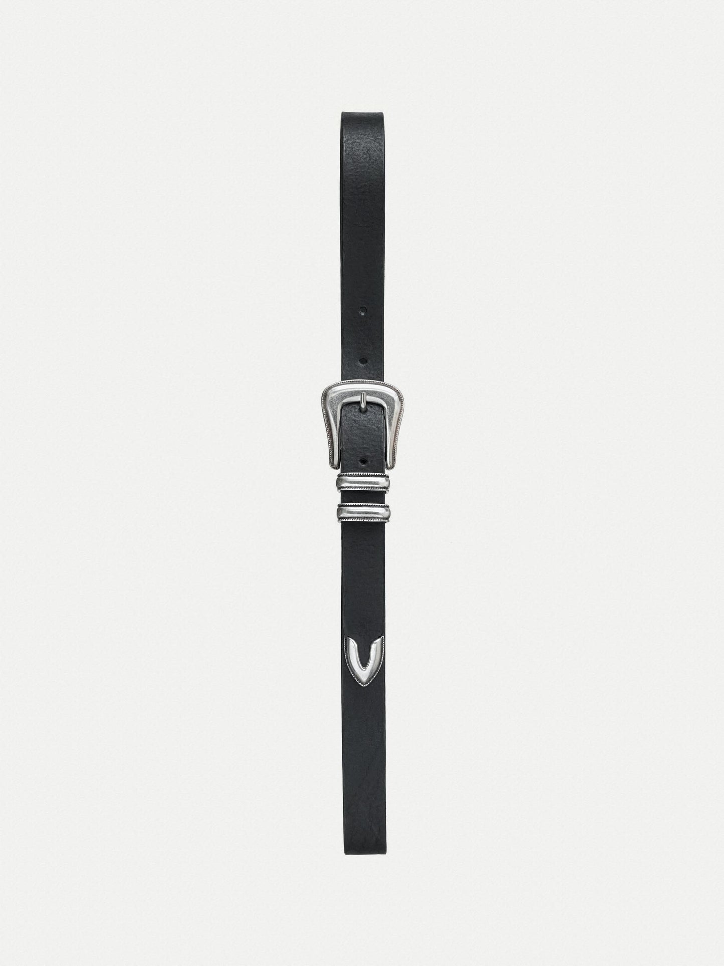 Ceinture en cuir tannage végétal | noir "western silver belt black"