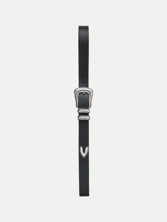 Ceinture en cuir tannage végétal | noir "western silver belt black"