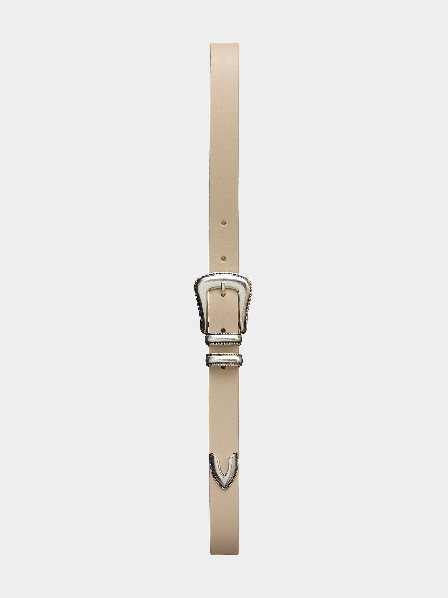 Ceinture crème et argent en cuir tannage végétal - western silver belt cream