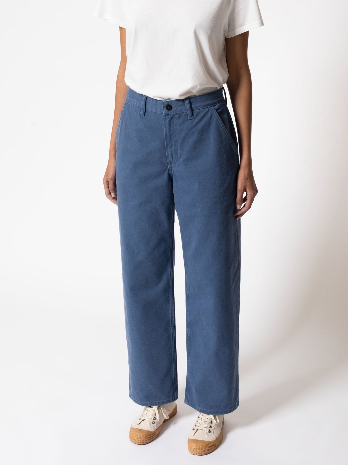 Pantalon ample style bleu de travail en coton bio - Willa Pants Twill Blue