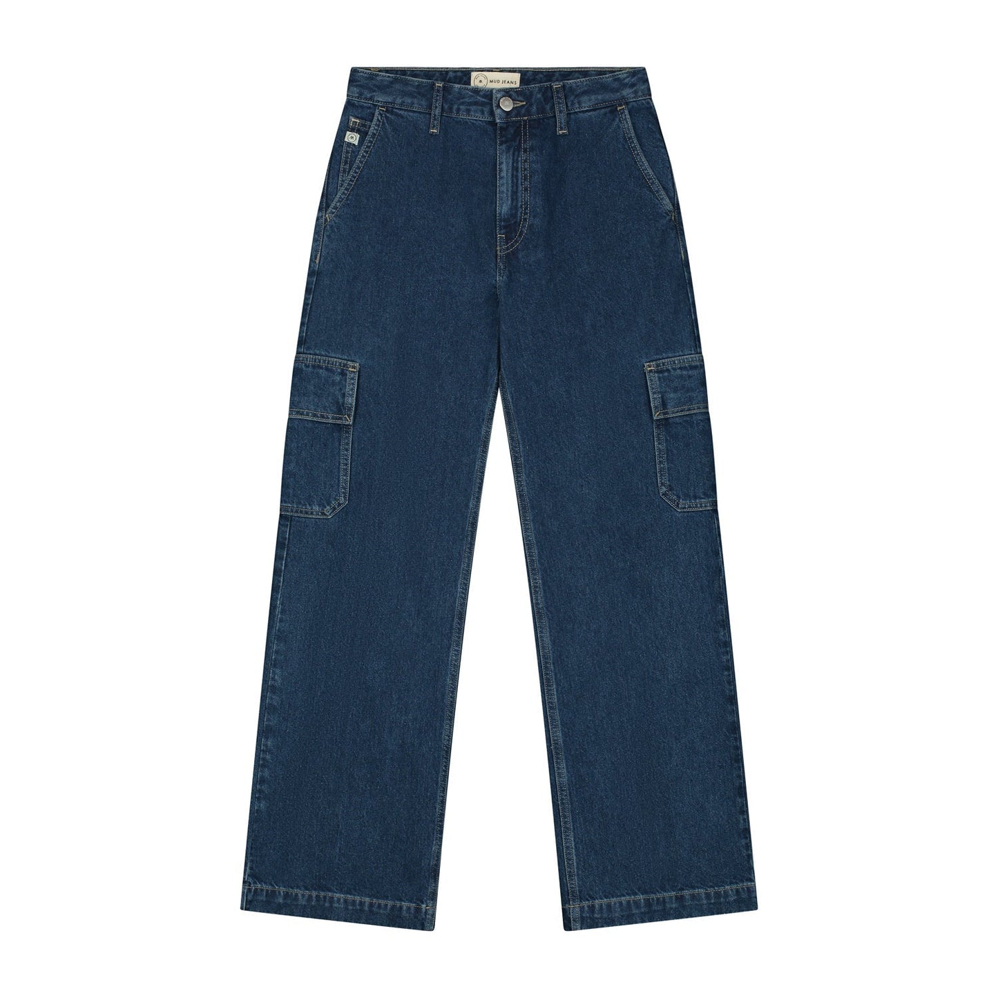 Jean droit large cargo bleu en coton bio et recyclé - wilma works stone indigo