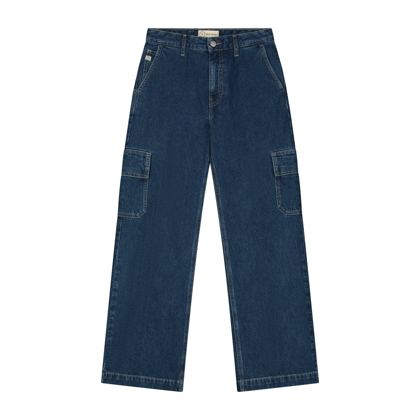 Jean droit large cargo bleu en coton bio et recyclé - wilma works stone indigo