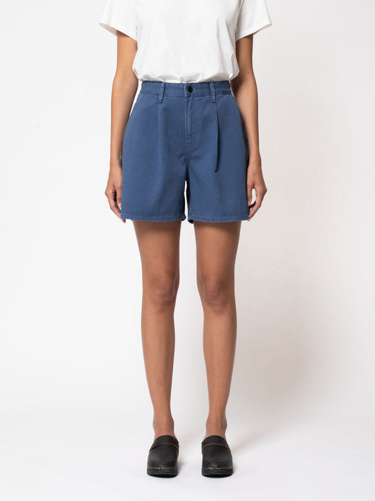 Short ample bleu en coton bio - Wiola Shorts Twill Blue