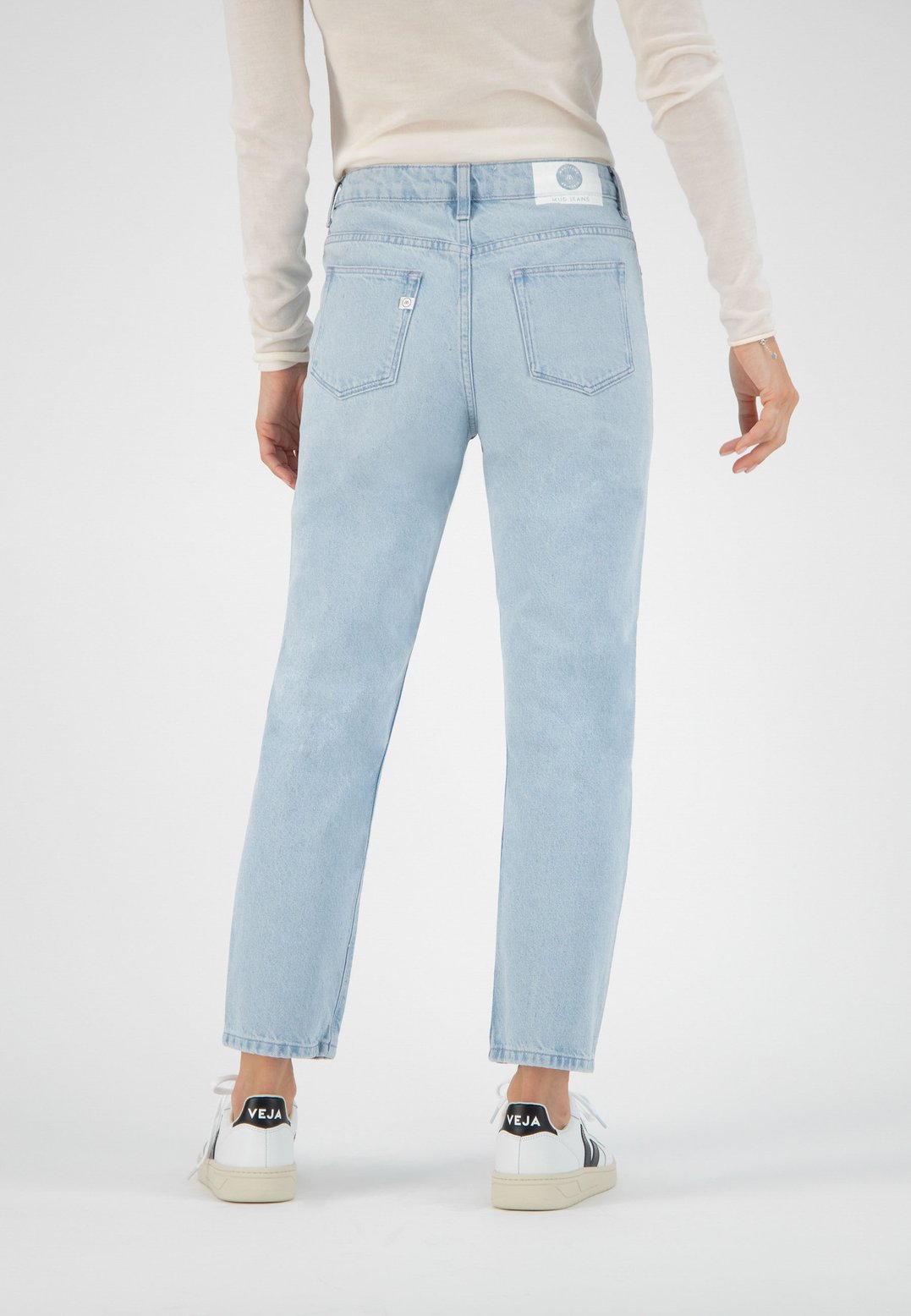 Jean droit bleu ciel en coton bio et coton recyclé - mimi cropped