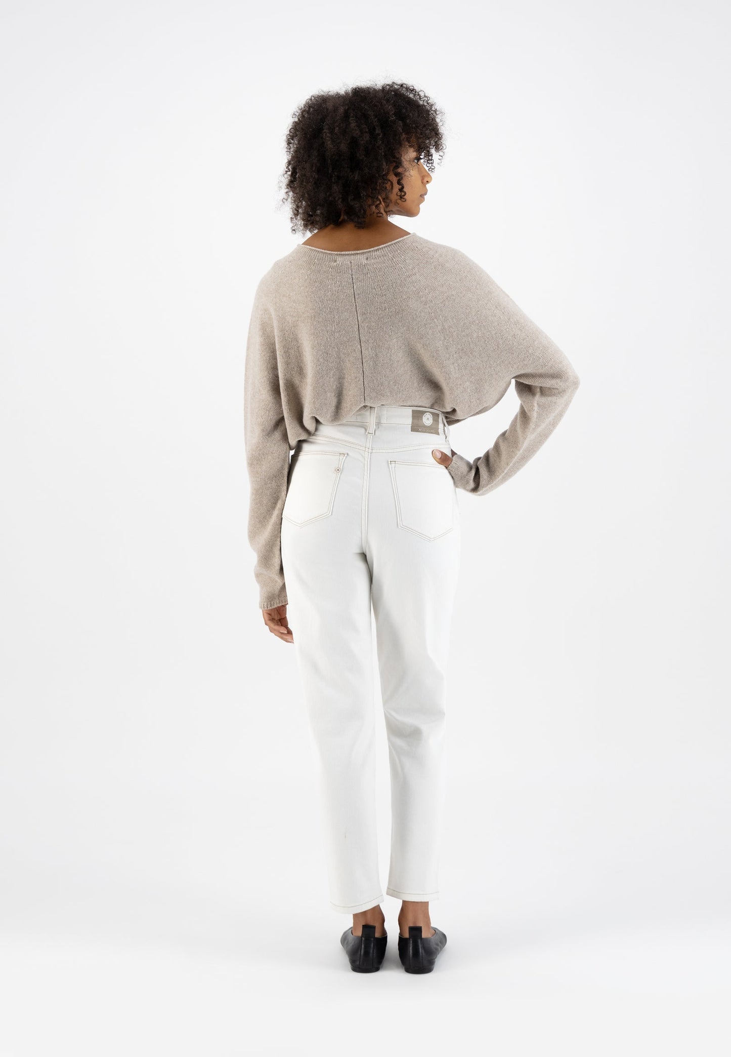 Jean mom blanc en coton bio et recyclé - Mams Stretch Tapered Off white