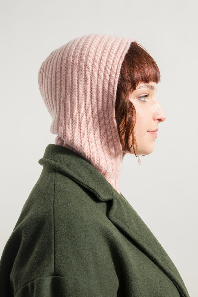 Cagoule en cachemire recyclé | rose "balaclava arsenio rosa quarzo"