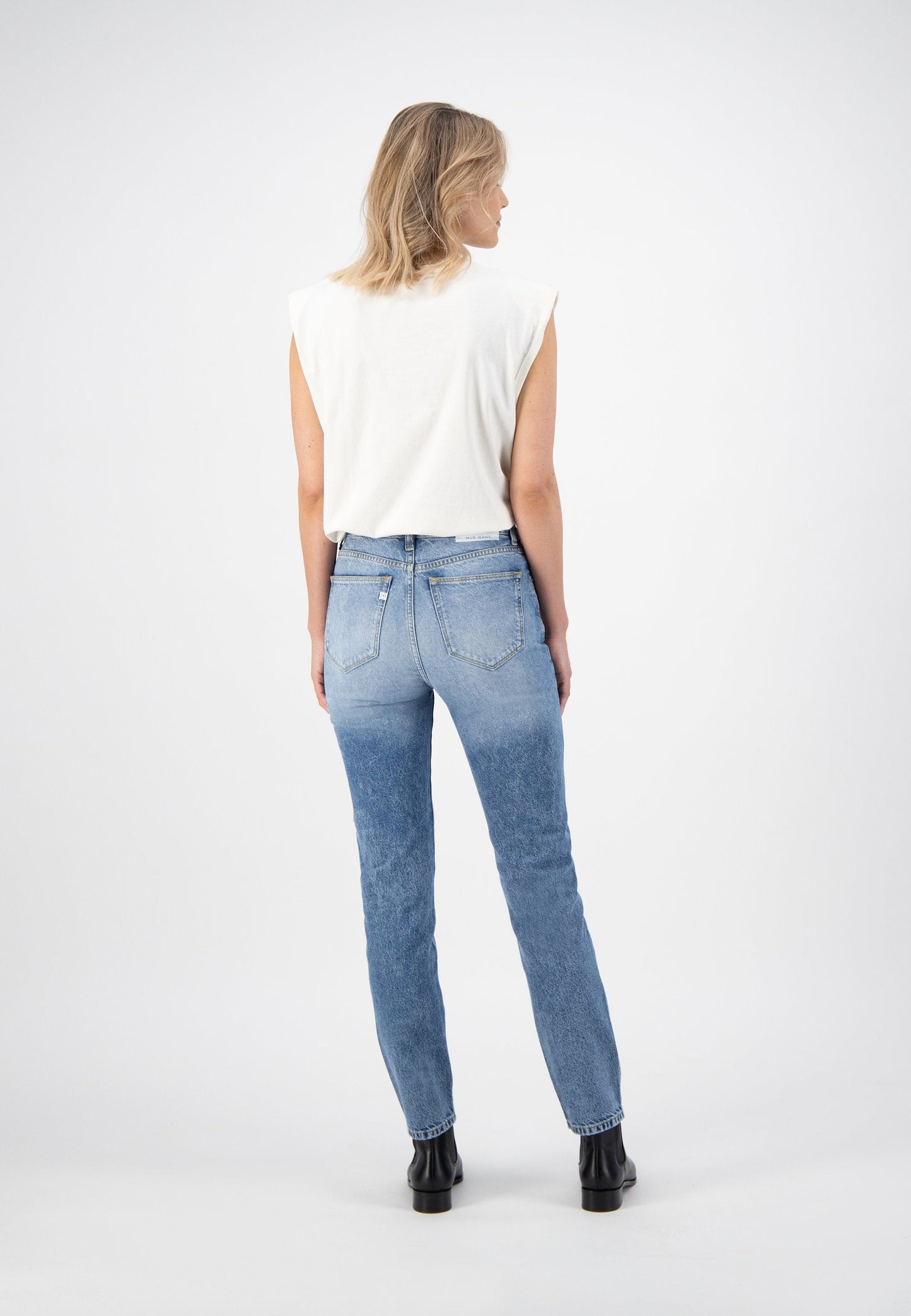 Jean droit bleu délavé en coton bio et recyclé - Piper Straight stone breeze