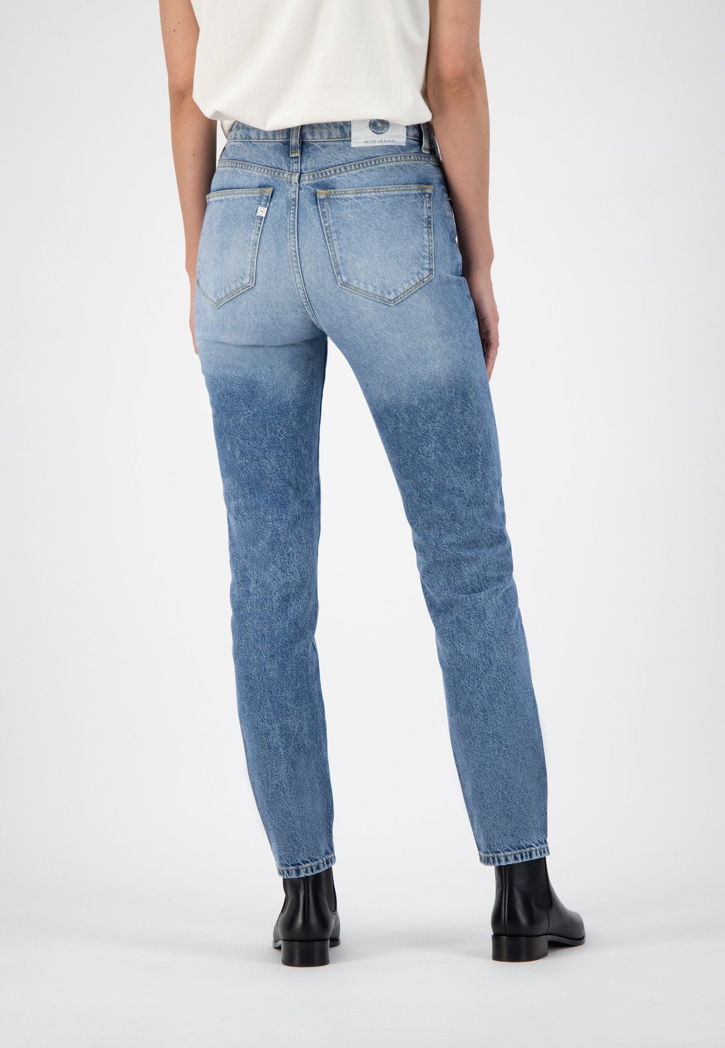Jean droit bleu délavé en coton bio et recyclé - Piper Straight stone breeze