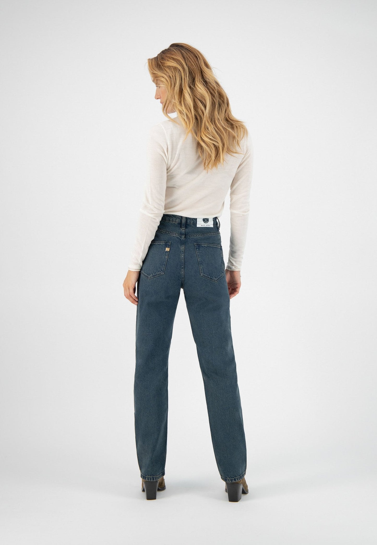 Jean droit bleu foncé en coton bio et recyclé - Relax Rose whale blue