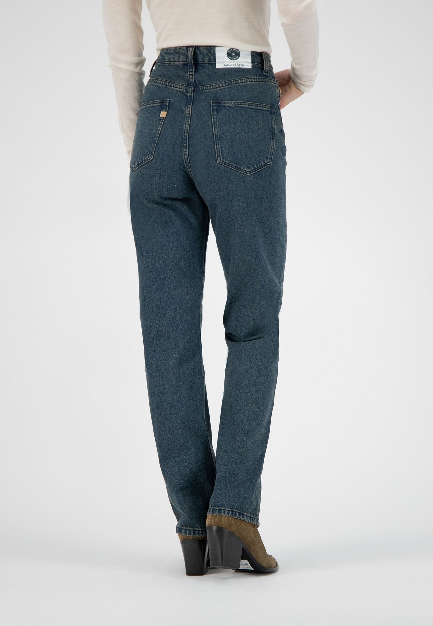 Jean droit bleu foncé en coton bio et recyclé - Relax Rose whale blue