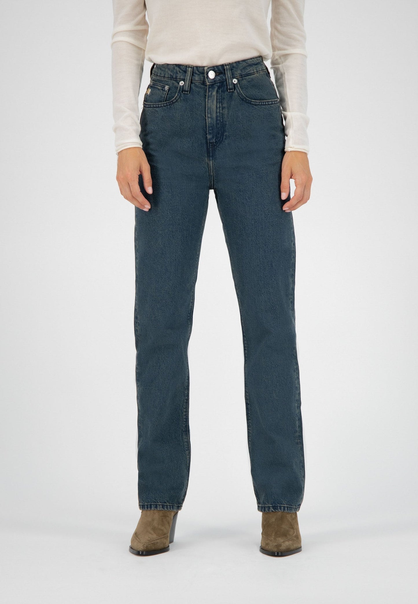 Jean droit bleu foncé en coton bio et recyclé - Relax Rose whale blue