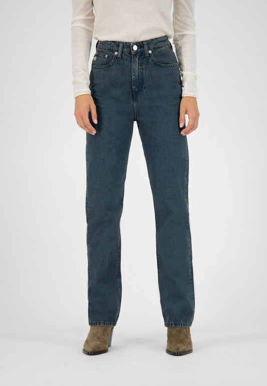 Jean droit bleu foncé en coton bio et recyclé - Relax Rose whale blue