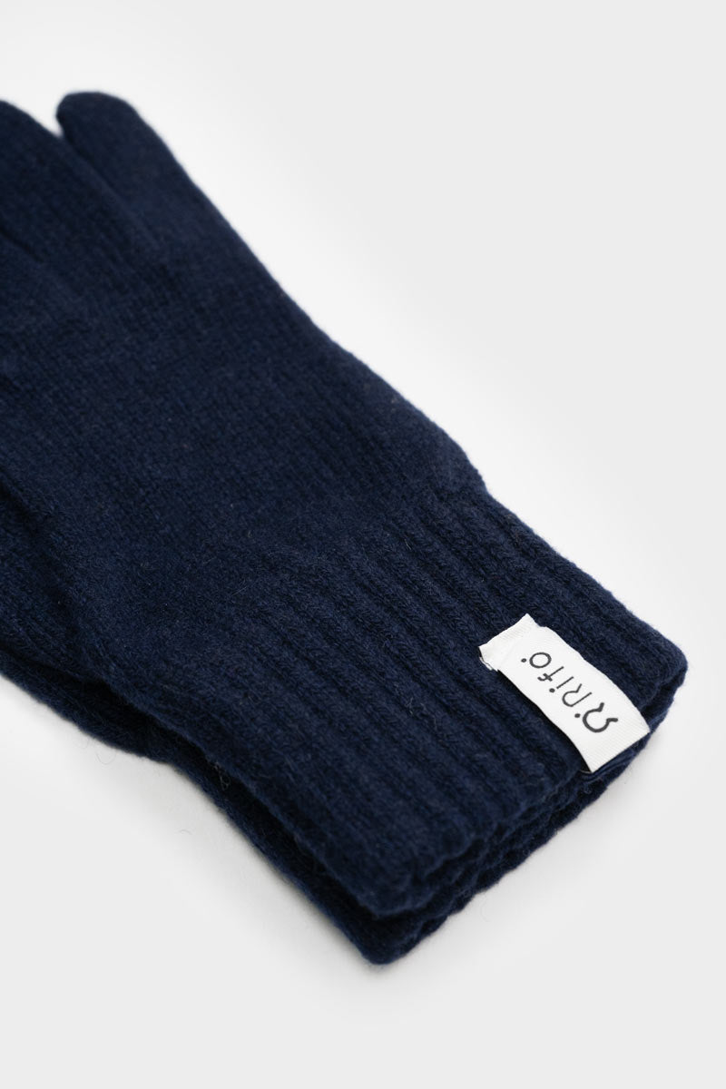 Gants femme en cachemire recyclé | marine "guanti anita blu mora"