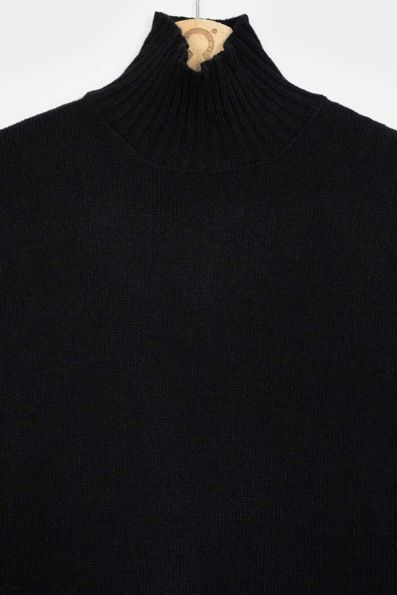 Pull col montant en cachemire recyclé | noir "maglia erminia nero ardesia"