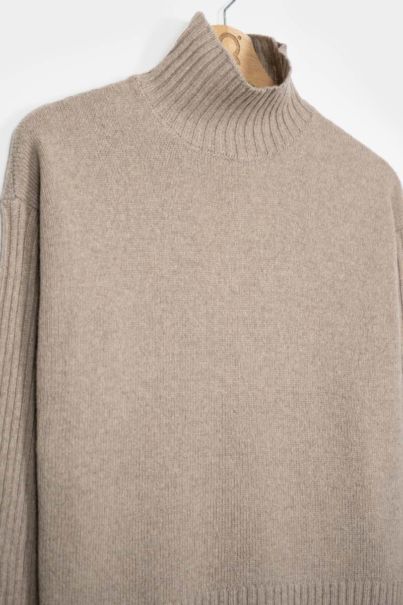 Pull col montant en cachemire recyclé | beige "maglia erminia beige sabbia"