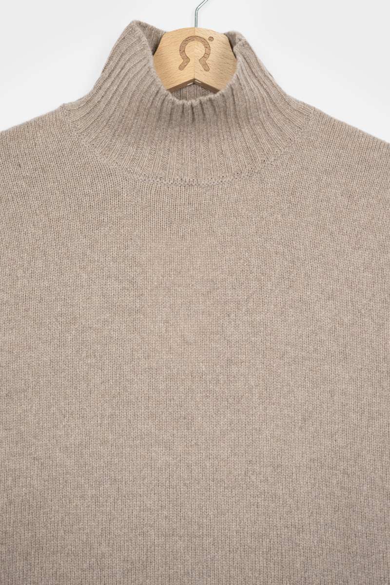 Pull col montant en cachemire recyclé | beige "maglia erminia beige sabbia"