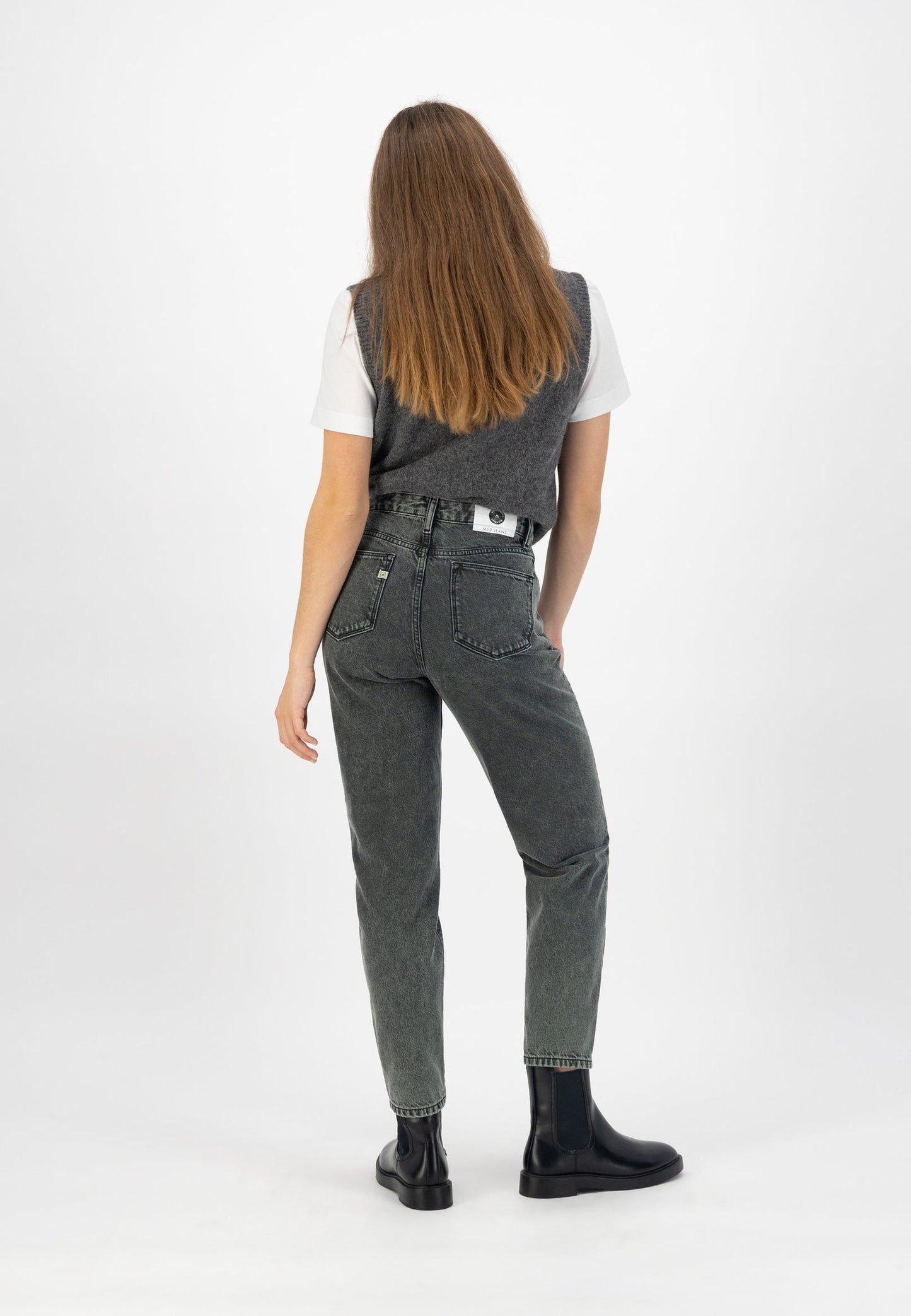 Jean mom vert/gris en coton bio et recyclé - mams tapered forest
