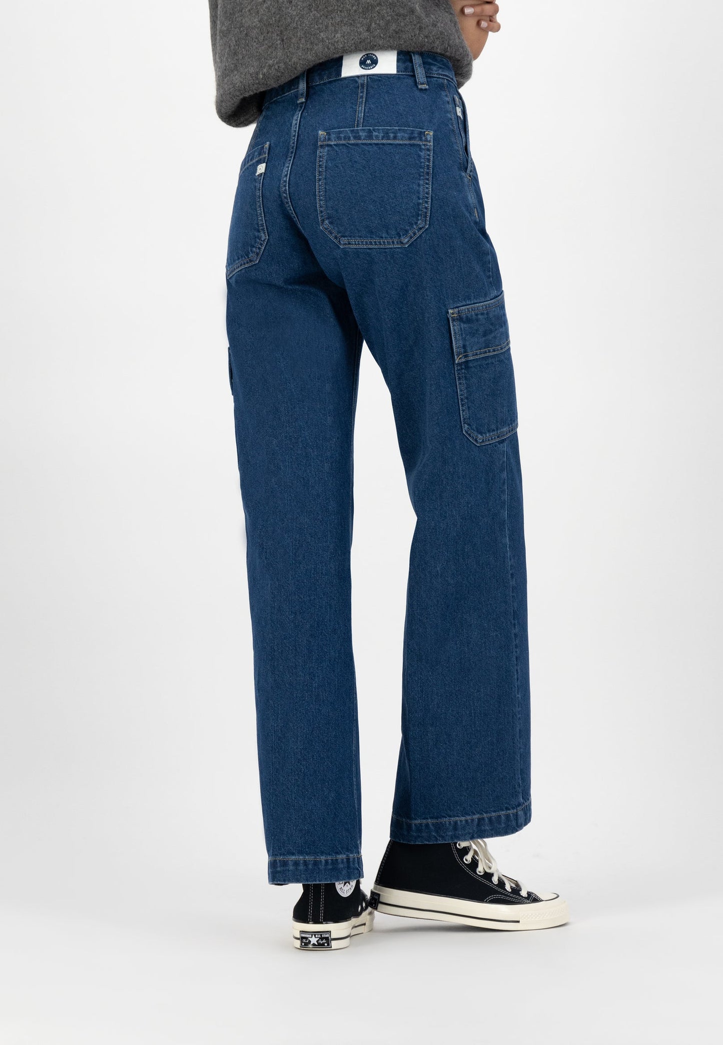 Jean droit large cargo bleu en coton bio et recyclé - wilma works stone indigo
